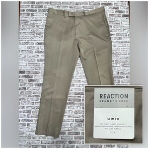 Kenneth Cole Dress Pants Slim‎ Fit Flat Front Men’s 40 x 32 NWT Oatmeal